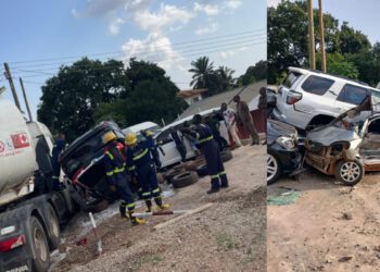 Fuel tanker crash at Ahodwo damages multiple vehicles, injures three