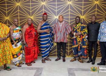 Hon. Samuel Okudzeto Ablakwa honours Akyem Kotoku Paramount Chief after courtesy visit
