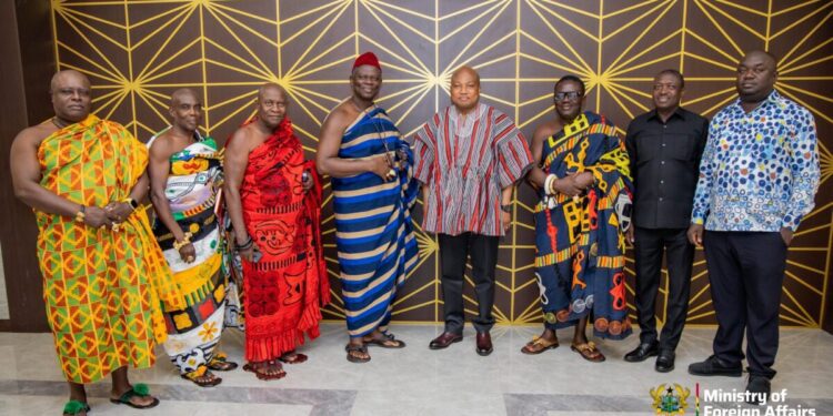 Hon. Samuel Okudzeto Ablakwa honours Akyem Kotoku Paramount Chief after courtesy visit