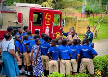 Agona Swedru Fire Command hosts students on fire safety tour