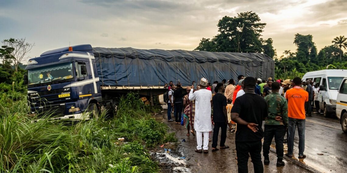Police divert traffic after articulated truck blocks Accra-Kumasi Highway at Birimso Bridge
