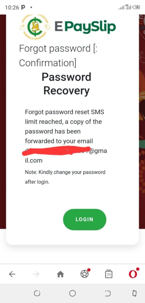 How to reset epayslip password