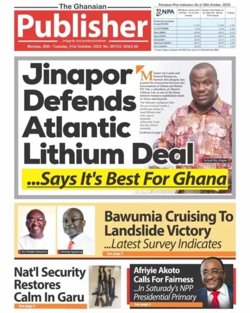 Ghanaian Publisher Newspaper - October 30