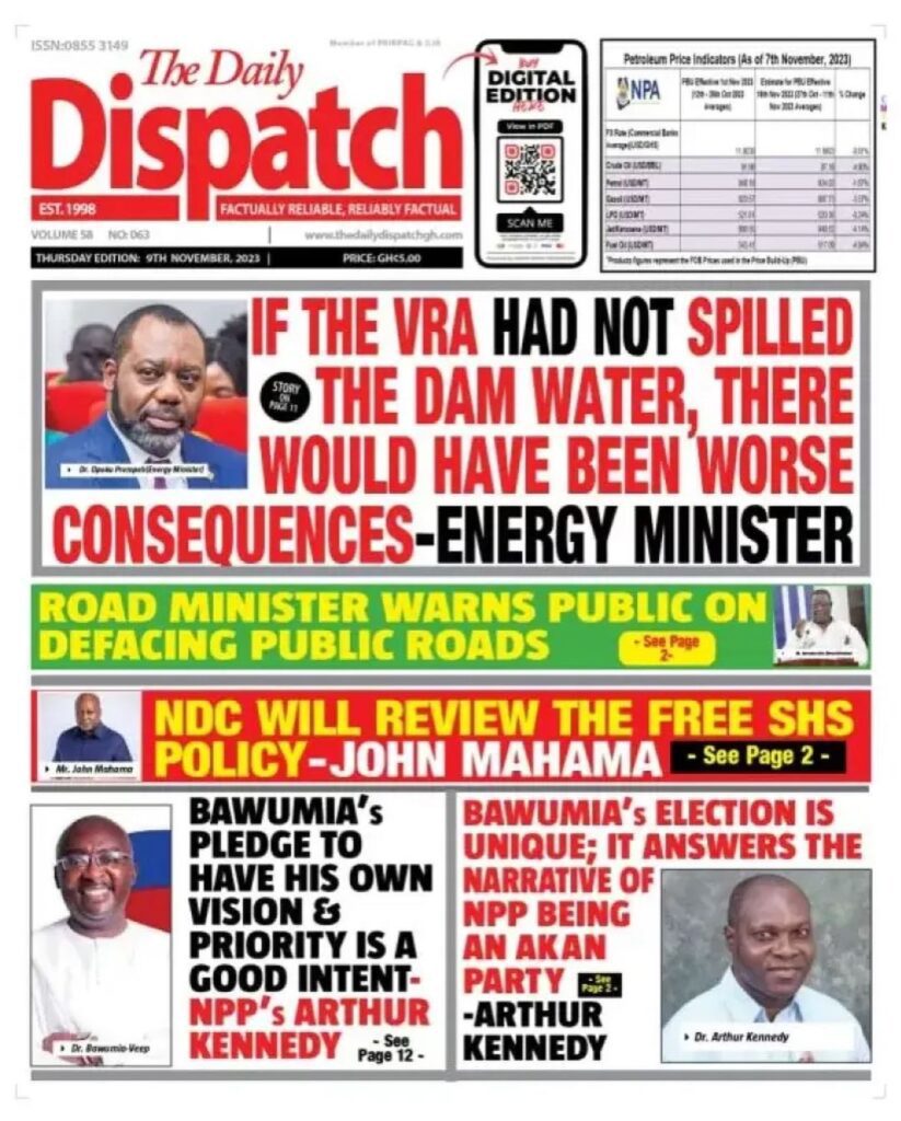 Daily Dispatch Newspaper - November 9