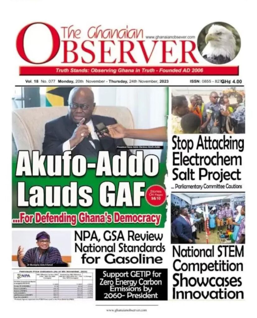 Ghanaian Observer Newspaper - November 20