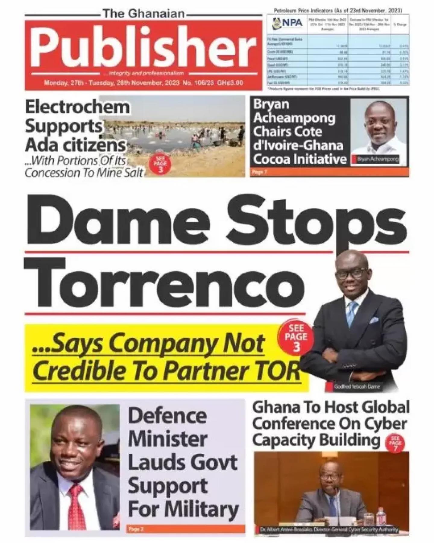 Ghanaian Publisher Newspaper - November 27