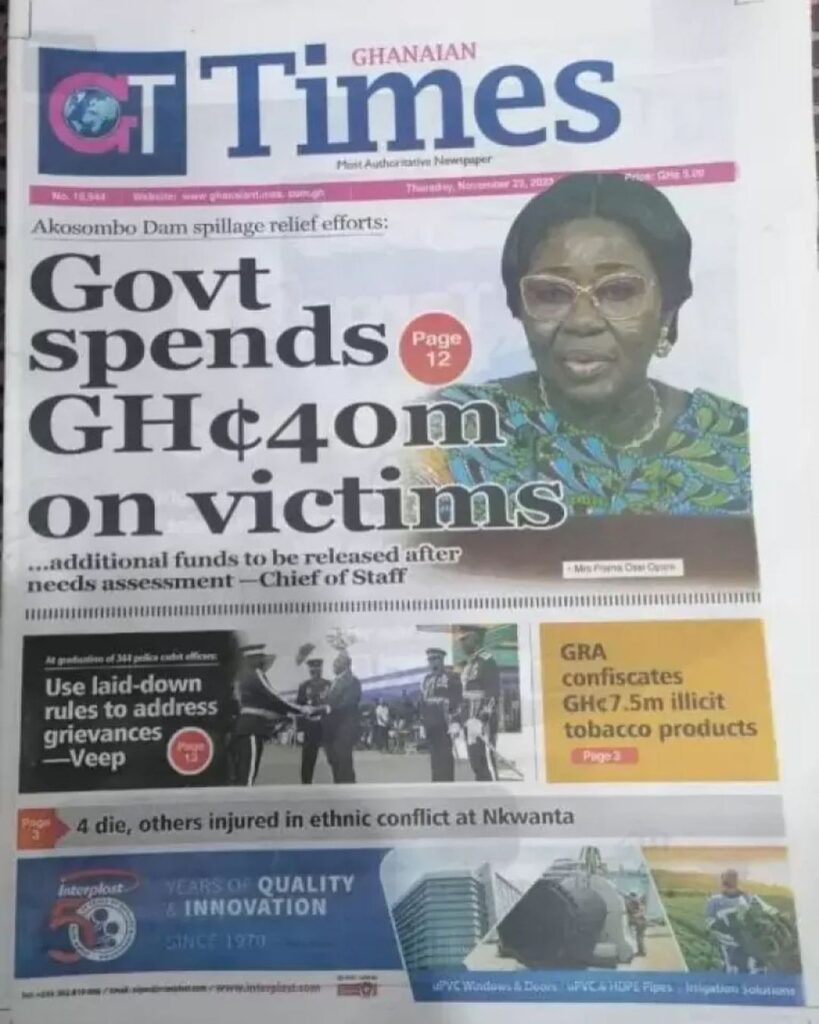 Ghanaian Times Newspaper - November 23