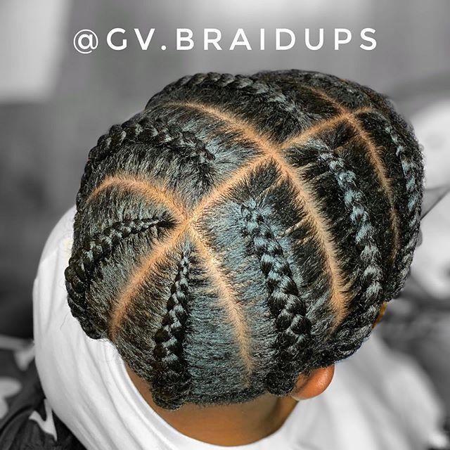 8 Cornrows with defining middle part