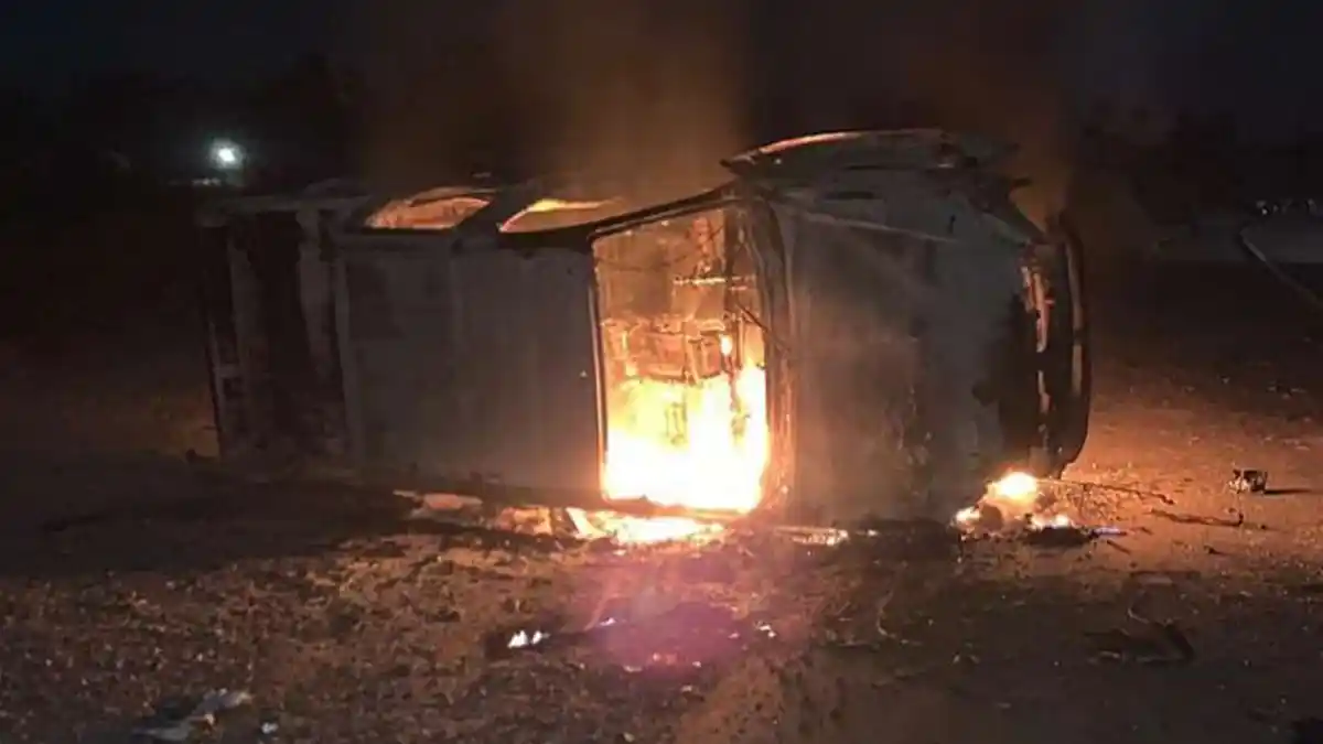 Collision claims 2 lives in Kadjebi district, angry youth set National Security vehicle ablaze