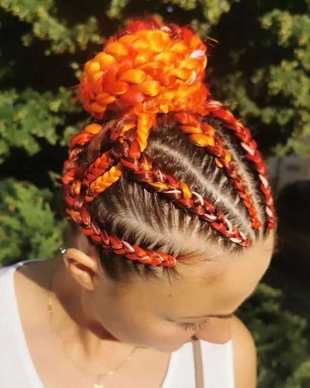 Girl on fire woven braid bun