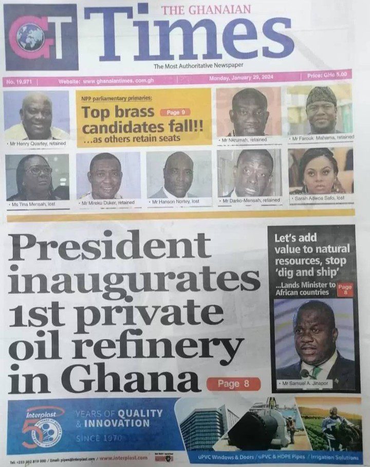 Ghanaian Times Newspaper - January 29
