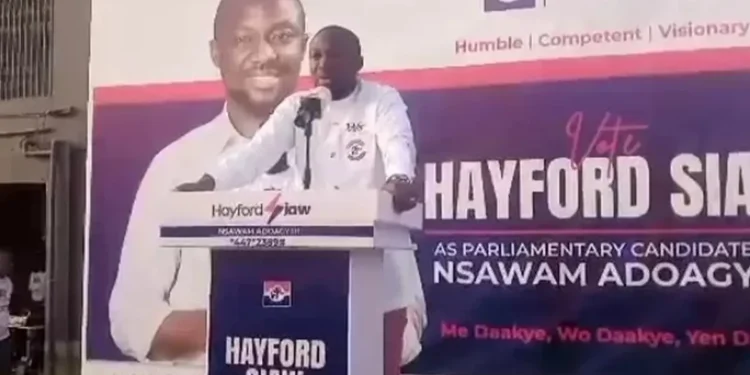 Tensions rise in Nsawam Adoagyiri as NPP aspirant, Hayford Siaw posters defaced