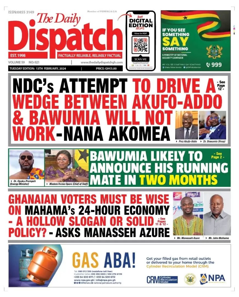Daily Dispatch Newspaper - February 13