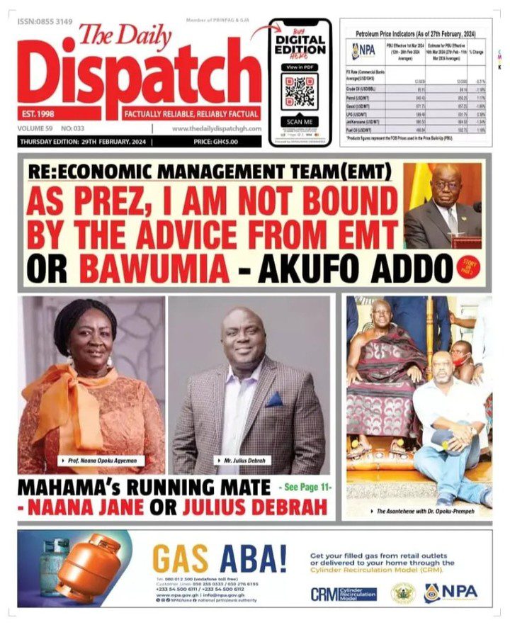 Daily Dispatch Newspaper - February 29