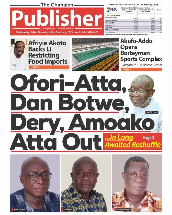 Ghanaian Publisher Newspaper - February 14