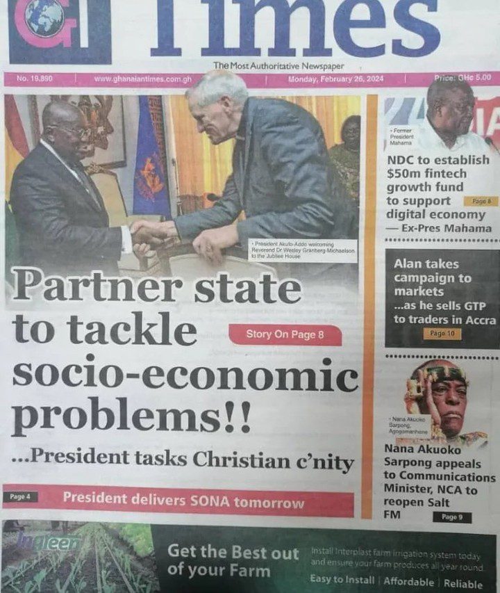 Ghanaian Times Newspaper - February 26