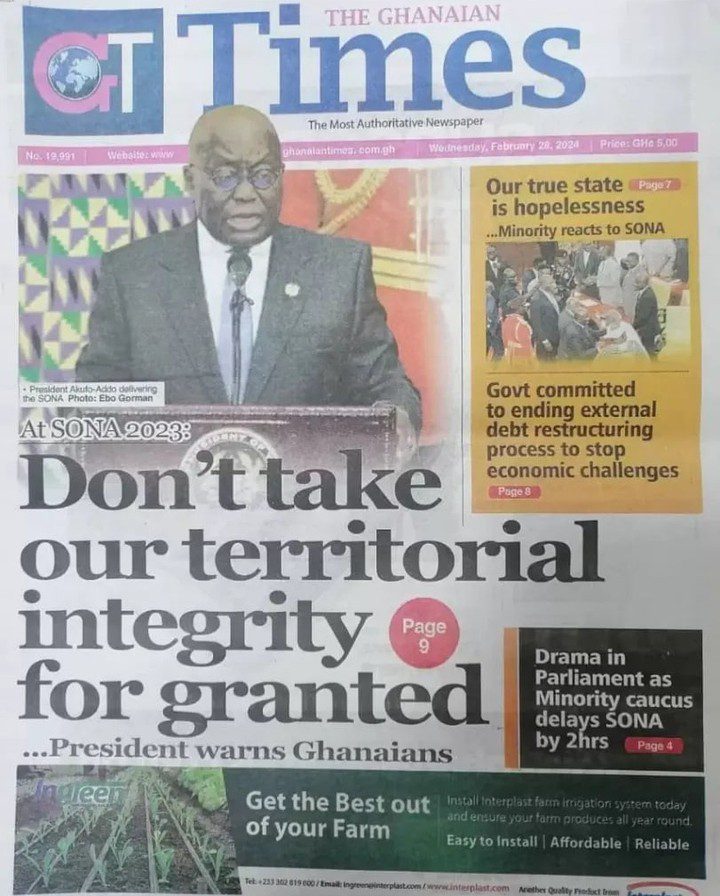 Ghanaian Times Newspaper - February 28