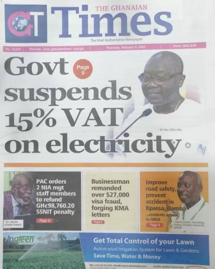 Ghanaian Times Newspaper - February 8