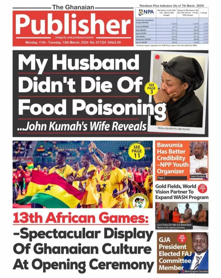 Ghanaian Publisher Newspaper - March 11, 2024