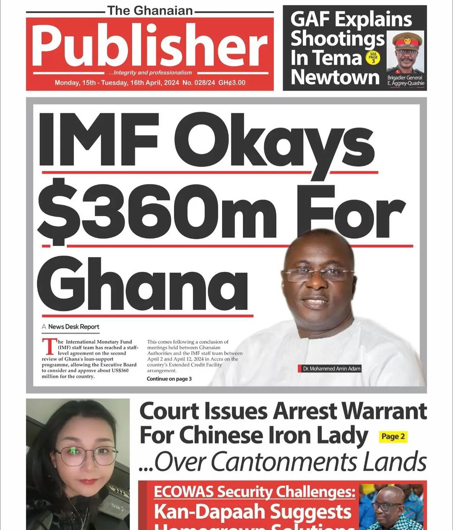 Ghanaian Publisher Newspaper- April 15, 2024