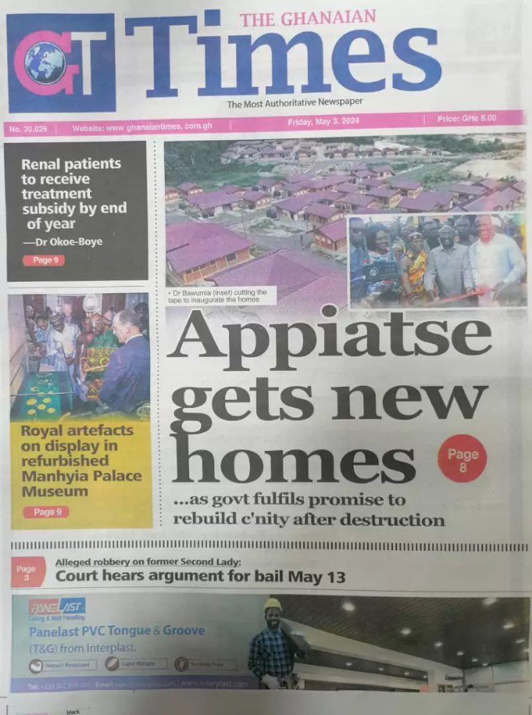 Ghanaian Times Newspaper - May 3, 2024