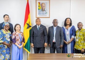 Hon. Samuel Okudzeto Ablakwa, the Foreign Minister of Ghana with Her Excellency Suzuki Momoko, the Chief Representative of the Japan International Cooperation Agency (JICA)