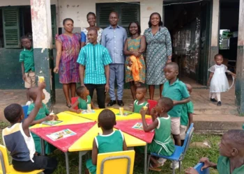 Assin North DCE marks “My First Day at School” with donations to pupils