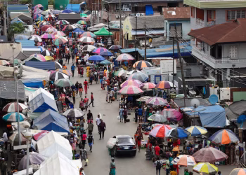 Market in Yaba, in Nigeria's commercial capital Lagos, Nigeria