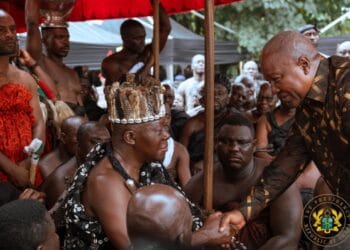 President Mahama joins Asantehene to mourn late Asantehemaa Nana Ama Konadu Yiadom III at Manhyia Palace