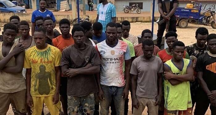 Amansie West DISEC arrests 21 Burkinabe nationals for illegal mining at Esaase Bontefufuo river bodies