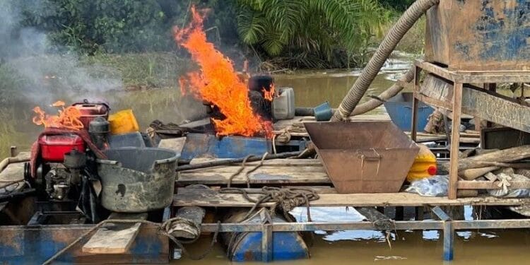 Eastern Region police destroy 10 illegal mining machines and arrest one suspect in Bosuso raid