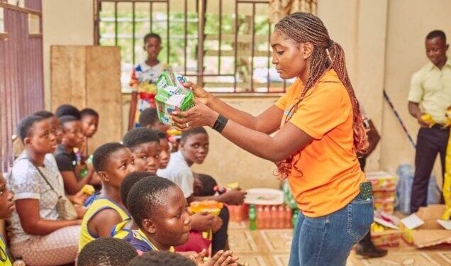 Ewe Loyalty Foundation donates sanitary pads to Sogakope D.A. Basic ‘B’ School to promote menstrual hygiene and education