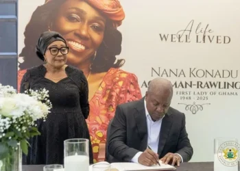 President Mahama signs book of condolence for late former First Lady Nana Konadu Agyeman-Rawlings