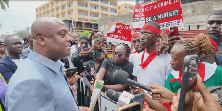 Unpaid Ghanaian nurses and midwives protest in Accra over 10-month salary arrears affecting nearly 7,000 health workers