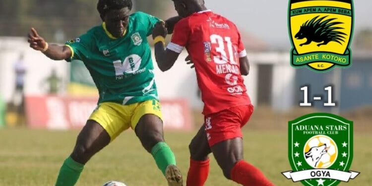 Asante Kotoko extend unbeaten run after 1–1 stalemate with Aduana Stars in Kumasi