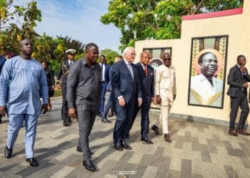 German President Frank-Walter Steinmeier pays tribute to Dr Kwame Nkrumah at Accra memorial park during official visit to Ghana