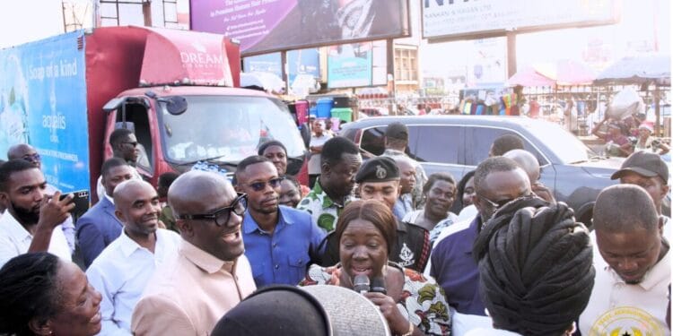 Minister for Trade, Agribusiness and Industry, Hon. Elizabeth Ofosu-Adjare, engages traders at the Okaishie and Makola markets in Accra
