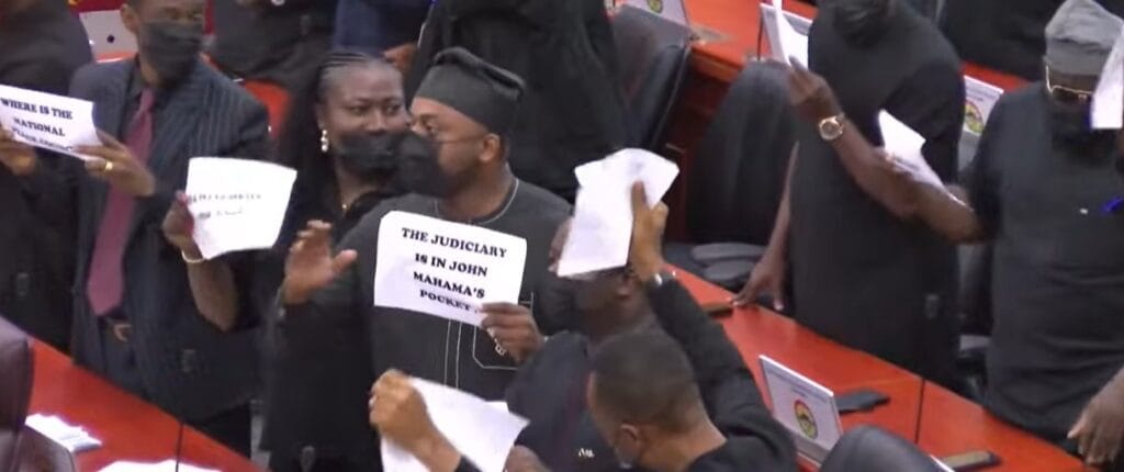 Physical confrontation between Majority and Minority MPs halts parliamentary proceedings during labour ministry budget motion