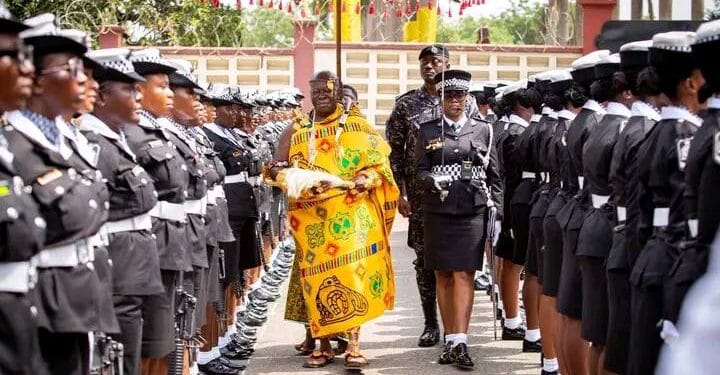 Ghana Police Service honours Asantehene with ceremonial parade at Manhyia Palace