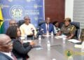 Officials from the Ministry of the Interior (Ghana) at a press briefing